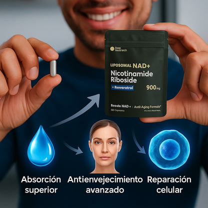 NAD + Resveratrol - Cápsulas de Reparacion Celular Antienvejecimiento y Energía Extra (80 Capsulas)